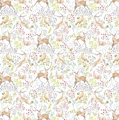 Verdunkelungsrollo Rehe, Vögel und Kaninchen