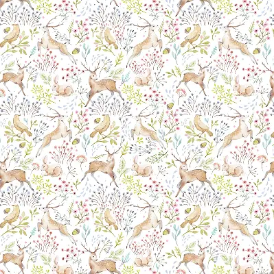 Verdunkelungsrollo Rehe, Vögel und Kaninchen
