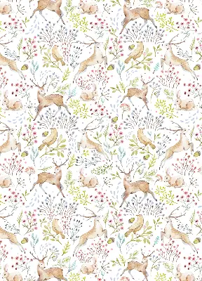 Verdunkelungsrollo Rehe, Vögel und Kaninchen