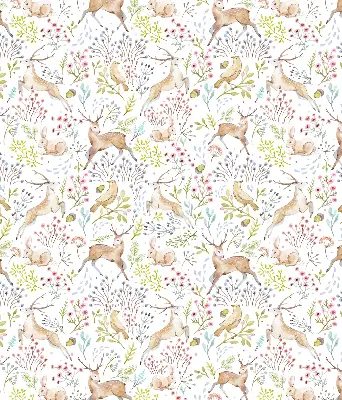 Verdunkelungsrollo Rehe, Vögel und Kaninchen