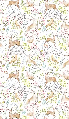 Verdunkelungsrollo Rehe, Vögel und Kaninchen