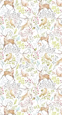 Verdunkelungsrollo Rehe, Vögel und Kaninchen