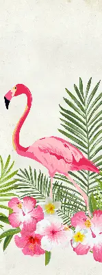 Rollo lichtundurchlässig Flamingos bei den Blättern