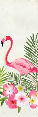 Rollo lichtundurchlässig Flamingos bei den Blättern