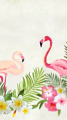Rollo lichtundurchlässig Flamingos bei den Blättern