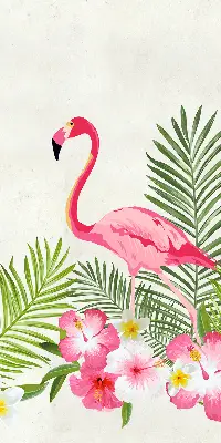 Rollo lichtundurchlässig Flamingos bei den Blättern