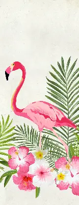 Rollo lichtundurchlässig Flamingos bei den Blättern