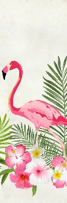 Rollo lichtundurchlässig Flamingos bei den Blättern