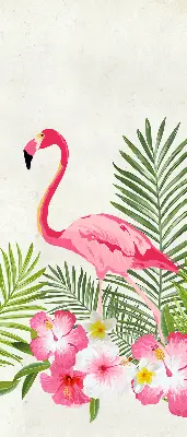 Rollo lichtundurchlässig Flamingos bei den Blättern