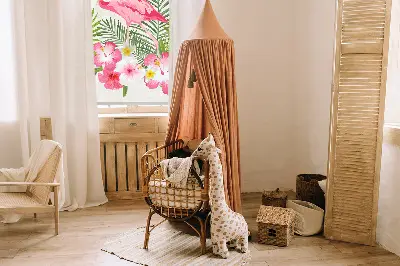 Rollo lichtundurchlässig Flamingos bei den Blättern