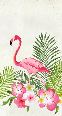 Rollo lichtundurchlässig Flamingos bei den Blättern