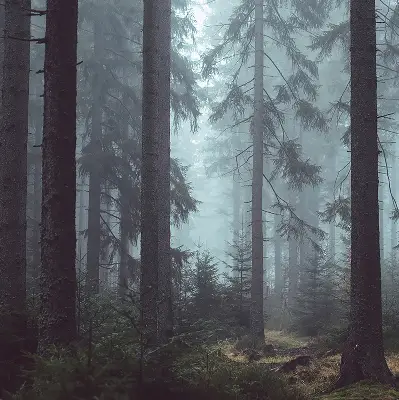 Rollo lichtundurchlässig Wald bei Nacht
