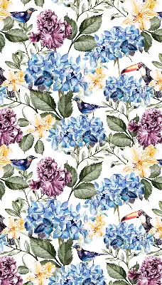 Fenster rollo Tukane und Blumen