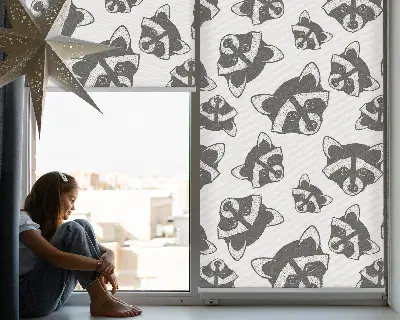 Fenster rollo Gezeichnete Waschbären
