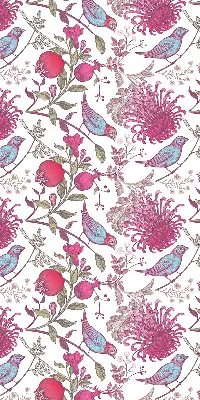 Verdunkelungsrollo Bunte Vögel zwischen den Blumen