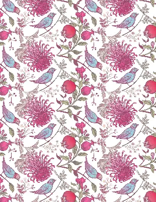 Verdunkelungsrollo Bunte Vögel zwischen den Blumen
