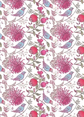 Verdunkelungsrollo Bunte Vögel zwischen den Blumen