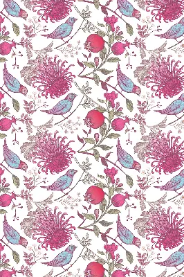 Verdunkelungsrollo Bunte Vögel zwischen den Blumen