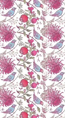 Verdunkelungsrollo Bunte Vögel zwischen den Blumen
