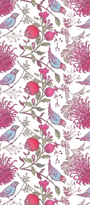 Verdunkelungsrollo Bunte Vögel zwischen den Blumen