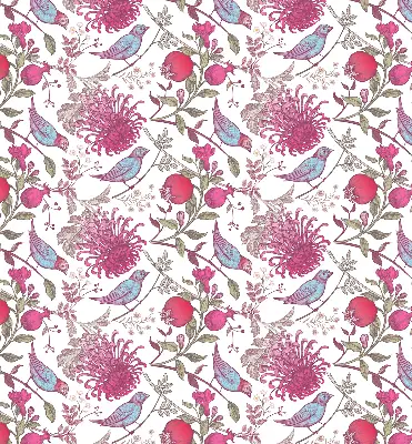 Verdunkelungsrollo Bunte Vögel zwischen den Blumen