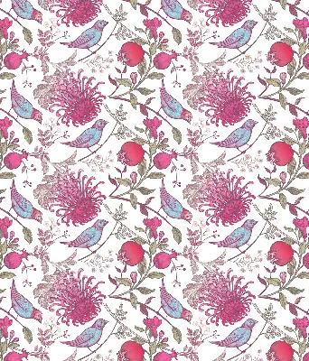 Verdunkelungsrollo Bunte Vögel zwischen den Blumen