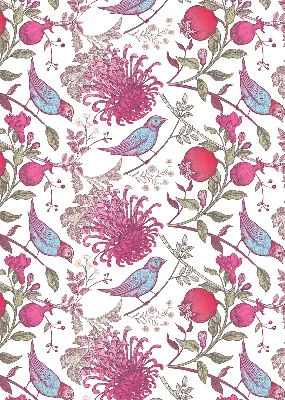 Verdunkelungsrollo Bunte Vögel zwischen den Blumen