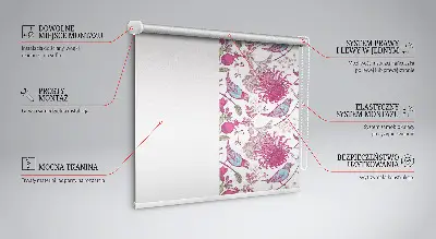 Verdunkelungsrollo Bunte Vögel zwischen den Blumen