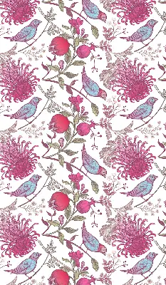 Verdunkelungsrollo Bunte Vögel zwischen den Blumen