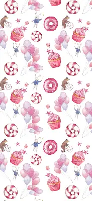 Fenster rollo Rosa Luftballons, Donuts und Häschen