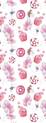 Fenster rollo Rosa Luftballons, Donuts und Häschen