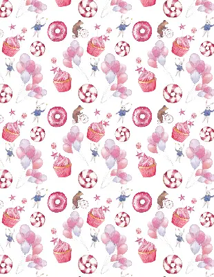 Fenster rollo Rosa Luftballons, Donuts und Häschen