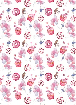 Fenster rollo Rosa Luftballons, Donuts und Häschen
