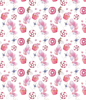 Fenster rollo Rosa Luftballons, Donuts und Häschen
