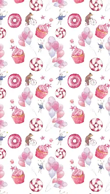 Fenster rollo Rosa Luftballons, Donuts und Häschen