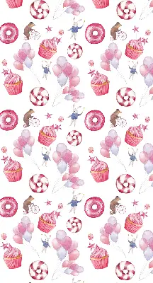 Fenster rollo Rosa Luftballons, Donuts und Häschen