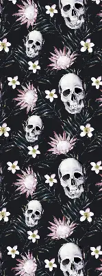Verdunkelungsrollo Schädel zwischen Blumen