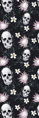 Verdunkelungsrollo Schädel zwischen Blumen
