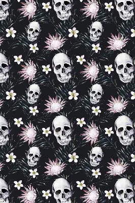 Verdunkelungsrollo Schädel zwischen Blumen