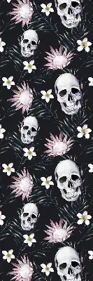 Verdunkelungsrollo Schädel zwischen Blumen