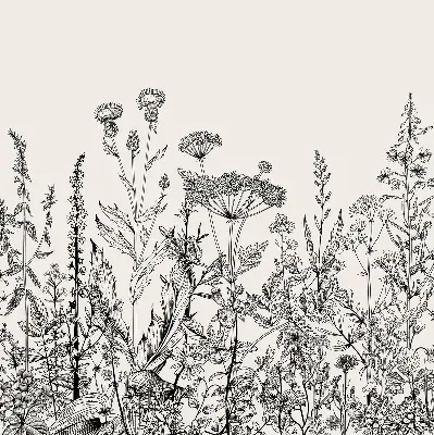 Verdunkelungsrollo Graue Blumen