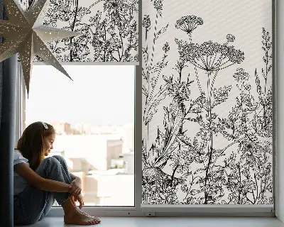 Verdunkelungsrollo Graue Blumen