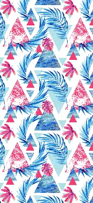 Rollo lichtundurchlässig Blaue Blätter und Dreiecke
