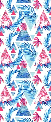 Rollo lichtundurchlässig Blaue Blätter und Dreiecke