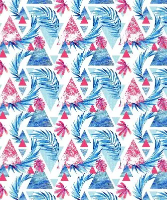 Rollo lichtundurchlässig Blaue Blätter und Dreiecke
