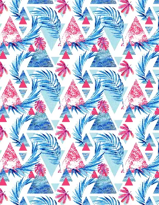 Rollo lichtundurchlässig Blaue Blätter und Dreiecke