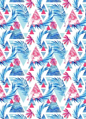 Rollo lichtundurchlässig Blaue Blätter und Dreiecke