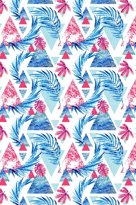 Rollo lichtundurchlässig Blaue Blätter und Dreiecke