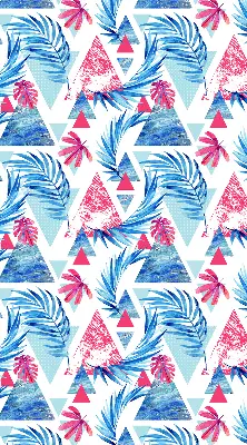 Rollo lichtundurchlässig Blaue Blätter und Dreiecke
