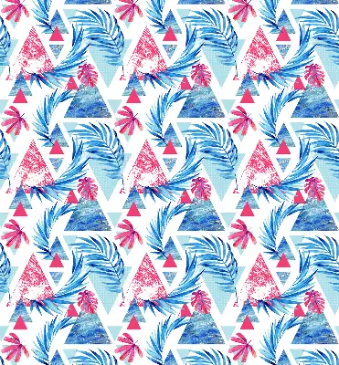 Rollo lichtundurchlässig Blaue Blätter und Dreiecke